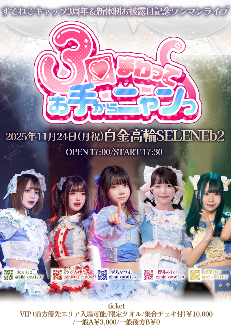 すてねこキャッツ3周年&新体制お披露目ワンマンライブ『3回まわってお